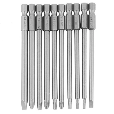 Afbeelding van 10 stuks 100 mm lange schroevendraaier 1/4 inch zeskantschacht magnetische BST bitset