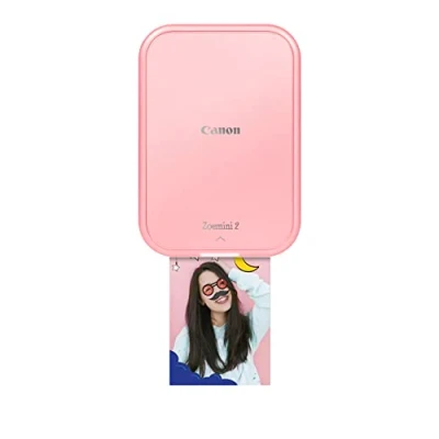Afbeelding van Canon Zoemini 2 &quot;Printing Kit&quot; fotoprinter incl. 30 vellen zink fotopapier (20 stickers 5x7,6cm + 10 cirkelstickers 3,3cm), mobiele directe print met smartphone/bluetooth, accu, app, roségoud