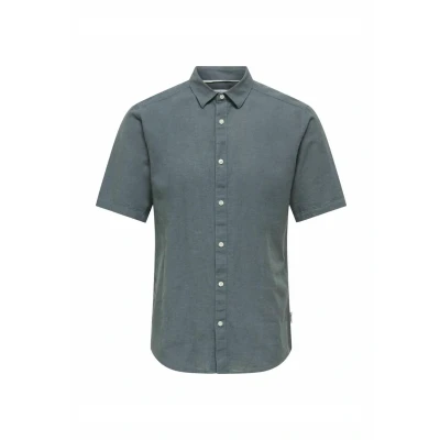 Afbeelding van ONLY &amp; SONS linnen casual overhemd grijs