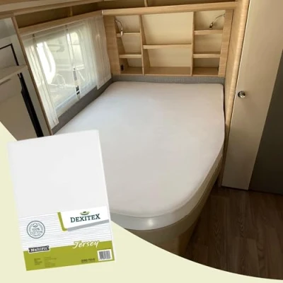 Afbeelding van Dexitex Hoeslakens Frans Bed Matras Caravan met voor Camper Oeko TEX 100% katoen 1 stuk Rechts Wit
