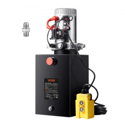 Afbeelding van VEVOR hydraulische pomp eenheid 12V 1600W enkelwerkende hydraulisch aggregaat 5 gal tank handpomp voor liften, vorkheftrucks enz.