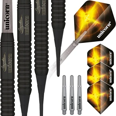 Afbeelding van Unicorn Gary Anderson Black Brass P2 Soft Tip Dartpijlen 17 Gram
