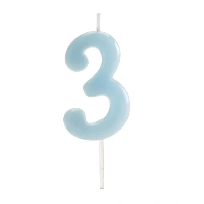 Afbeelding van dekora Kaarsen Verjaardagscijfers Strip Blauw Kaars Nummer 3