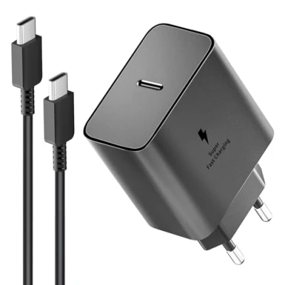 Afbeelding van USB C oplader, 45 W snellaadkabel voor Samsung Galaxy S24, S23, S22, S21, S20FE, S10, S9, S8, A55, A54, A53, A52, A51, A50, A34, A33, A23, A13, voeding met 2 m kabel, super snel opladen
