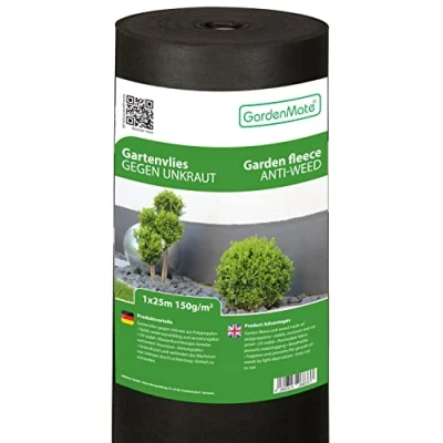 Afbeelding van GardenMate Worteldoek 150g/m² anti onkruiddoek scheurvast gronddoek waterdoorlatend 1mx25m = 25m²