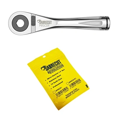 Afbeelding van 1 x SabreCut MRSC01 Mini Micro Ratchet 1/4&quot; Hex RVS Professionele 72 Tands Gear Handratelsleutel