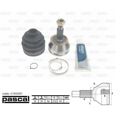 Afbeelding van Homokineet reparatie set, aandrijfas PASCAL G1R002PC