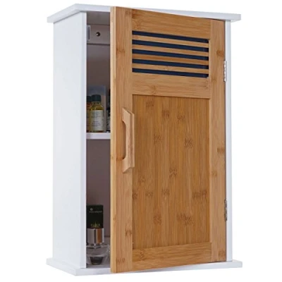 Afbeelding van Mendler Hangkast HWC A85, badkamerkast wandkast bamboe, 52x35x21cm wit