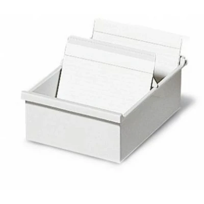 Afbeelding van Exacompta 57140D Systeemcassette A7 dwars van gerecycled kunststof met 1 scheidingsplaat voor maximaal 600 indexkaarten, lichtgrijs blauwe engel