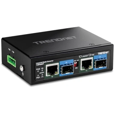 Afbeelding van Trendnet TI BF22SFP Mediaconverter 2 poorts industriële SFP naar Gigabit PoE++, Data converter