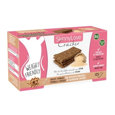 Afbeelding van Skinnylove Bio Boekweit Cracker Sesam 72 Crackers Cholesterol verlagend Glutenvrij Afslanken Hongerstillend