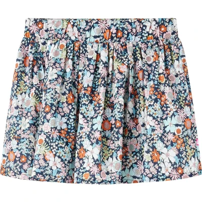 Afbeelding van Kinderrokje bloemenprint 116 donkerblauw