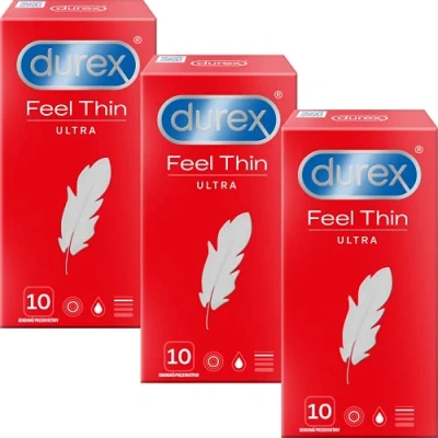 Afbeelding van Durex Feel Thin Ultra condooms Sensi Fit met 20% dunner materiaal aan het uiteinde voor meer intense sensatie condoom nog gevoel (30 (3x10))