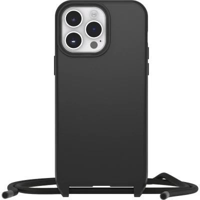 Afbeelding van OtterBox React Lanyard hoesje met MagSafe voor iPhone 14 Pro Max, ultradunne beschermhoes verstelbare en afneembare kettingriem, getest volgens militaire standaard, Zwart Zonder Verpakking