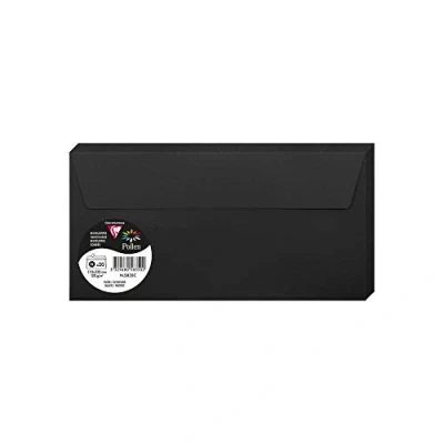 Afbeelding van Clairefontaine 5835C pakket met 20 zelfklevende enveloppen, formaat DL 11 x 22 cm, 120 g/m², kleur: zwart, voor uitnodigingen en evenementen, serie Pollen, premium papier, glad