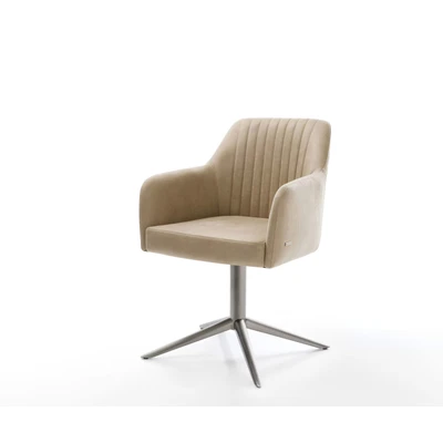 Afbeelding van DELIFE Draaistoel Greg Flex microvelours beige vintage kruispoot grafiet 360 draaibaar rocker functie pocketveer kern