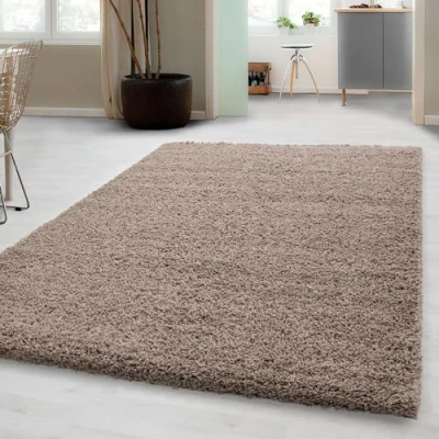 Afbeelding van Carpetsale24 Hoogpolig Vloerkleed Beige Effen Tapijt Shaggy Modern Woonkamer Slaapkamer, Kinderkamer Trend Soft Fluffy 200 x 290 cm