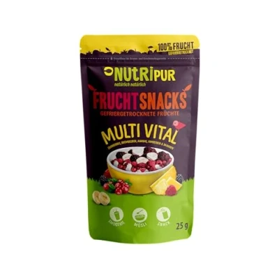 Afbeelding van fruit Snacks &quot;Multi Vital&quot; Vruchtenmix gevriesgedroogd 100 g I gedroogde bessen en vruchten ongesuikerd mengsel van framboos, braambessen, ananas, cranberries bananen 100%