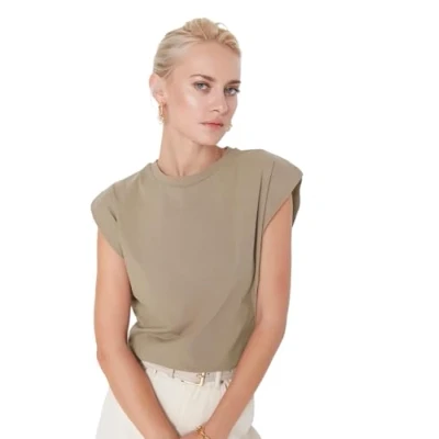 Afbeelding van Trendyol TWOSS20TS0021 Volwassenen Vrouwen T shirt Single pack Nerts M