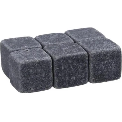 Afbeelding van New Age Devi Whisky Stones Set 6 stuks Natuursteen Whiskey Stenen IJsblokjes Fluwelen Opbergzak