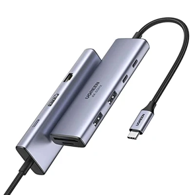 Afbeelding van UGREEN Revodok USB C Hub C/USB A poort, 4k 60 Hz HDMI, PD 100W, Ethernet, SD/TF kaartsleuven Adapter voor iPhone 15/15 Pro, MacBook Pro/Air, iPad Surface, XPS, Thinkpad, Galaxy, en meer