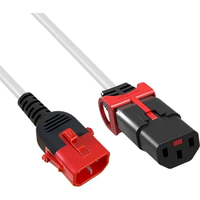 Afbeelding van ACT Netsnoer C13 IEC Lock+ C14 Lock Dual Locking wit 1 m, PC3607