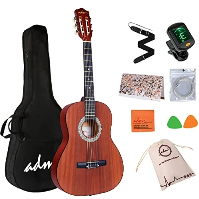 Afbeelding van ADM 3/4 klassieke kindergitaar, akoestische concertgitaar beginners, set 36 inch voor volwassenen en studenten, bijzondere look, nylon snaren gitaar