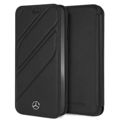 Afbeelding van iPhone Xs Max hoesje Mercedes Benz Zwart Leer