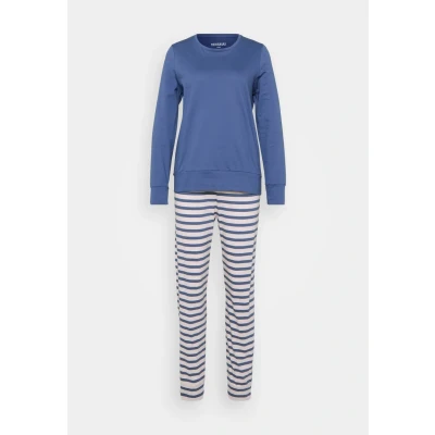 Afbeelding van Schiesser Lange damespyjama, met manchetten, katoenen nachtkleding, Jeansblauw 181746, 36