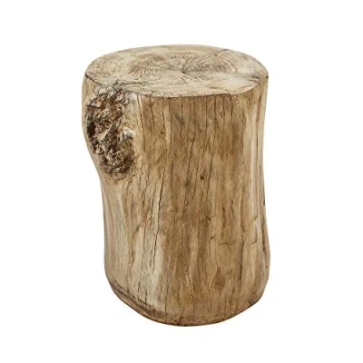 Afbeelding van Ball &amp; Cast Kunstboom stronk kruk, beton accent einde bijzettafel, ronde faux houten zitplaatsen voor binnen buiten tuin, natuurlijk