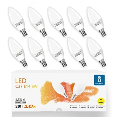 Afbeelding van Aigostar 10 x E14 C37 Ledlampen, 6W Kaarsverlichting, Warm Wit 3000K, 510lm, AC 220 240V, Geschikt Voor Binnenverlichting Zoals Kroonluchters, Wandlamp, Bureaulamp, stralingshoek, Set van