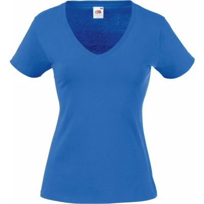 Afbeelding van Fruit Of The Loom Dames Vrouwen Fit Valuegewicht V hals T shirt met korte mouwen (Royaal Blauw)