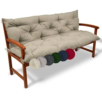 Afbeelding van Beautissu Tuinbank kussen Flair BR kussens voor tuinmeubelen 100 x 50 cm natuur zitkussen en rugkussen