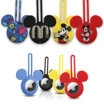Afbeelding van Disney Mickey Mouse Ears 4 Pack Siliconen Airtag Houder Case Sleutelhanger Inbegrepen Loop met Ontwerpen Accessoires voor Apple