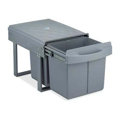 Afbeelding van Relaxdays inbouw prullenbak 2x 15 liter duo afvalbak vuilnisbak afvalscheidingsbak