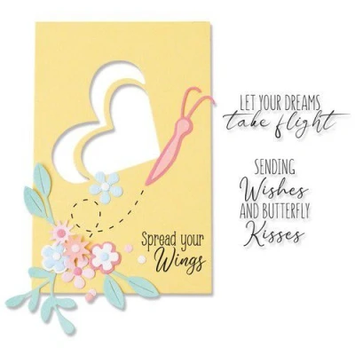 Afbeelding van Sizzix Framelits Die Set 6PK w/4PK Stamps Butterfly Wishes 665654 Olivia Rose (04 22)