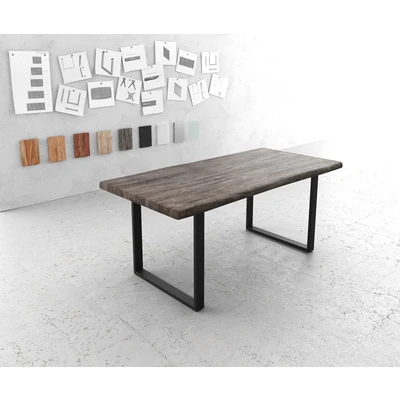 Afbeelding van eettafel Edge acacia platina 180x90 XL skidframe zwart Live