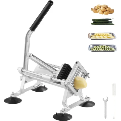 Afbeelding van VEVOR Commerciële groentesnijder, 3/8 inch fruitsnijder, groentesnijder van roestvrij staal en aluminiumlegering, snijder met antislip voeten, voor radijs, uien, aardappelen, citroenen