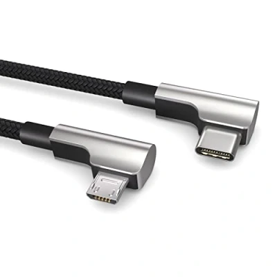 Afbeelding van 0,15 m Micro USB naar C, OTG kabel, laadt Type C apparaten op, haakse stekker, datakabel, laadkabel, 2.0
