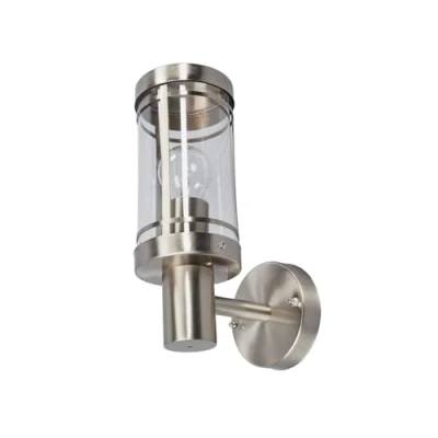 Afbeelding van Lindby Wandlampen buiten 1licht roestvrij staal, polycarbonaat H: 28.5 cm E27 helder