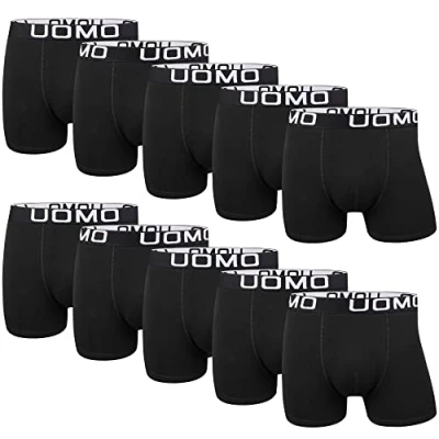 Afbeelding van L&amp;K 1116 Set van 10 retro boxershorts voor heren, katoen, zwart, meerkleurig, onderbroek, Zwart pak 10, XL