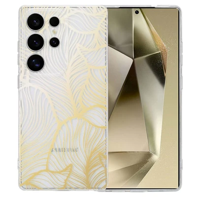 Afbeelding van Samsung Galaxy S25 Hoesje Siliconen en TPU (zacht) imoshion Backcover/Softcase Golden Leaves Transparant Telefoonhoesje