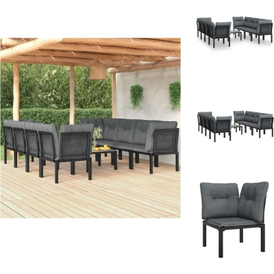 Afbeelding van vidaXL 9 delige Loungeset poly rattan zwart en grijs