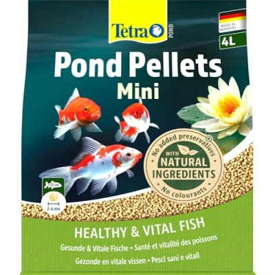 Afbeelding van Tetra Pond Pellets Mini Hoofdvoer voor kleine vijvervissen, drijvende voederpellets dagelijks voer, 4 l zak