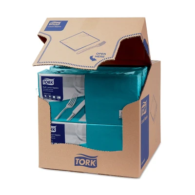 Afbeelding van Tork Soft Lunchservet 33x33cm 3 laags 1/4 vouw Blauwgroen 477874