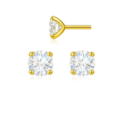 Afbeelding van Gold Earrings with Cubic Zirconia 4mm