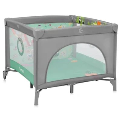 Afbeelding van Lionelo Mille Plus Box en Reisbedje 2 in 1 voor Baby’s tot 15 kg Opvouwbaar met Zij ingang, Matras 3D Stof 4 Speeltjes, Ademend Net, Transporttas, Wielen Rem