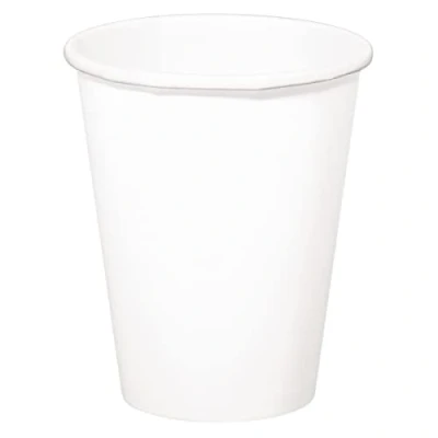 Afbeelding van 8x stuks drinkbekers van papier wit 350 ml Feestbekertjes