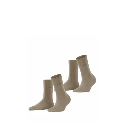 Afbeelding van Esprit Uni 2 Pack duurzaam organisch katoen multipack sokken dames bruin Maat 39 42