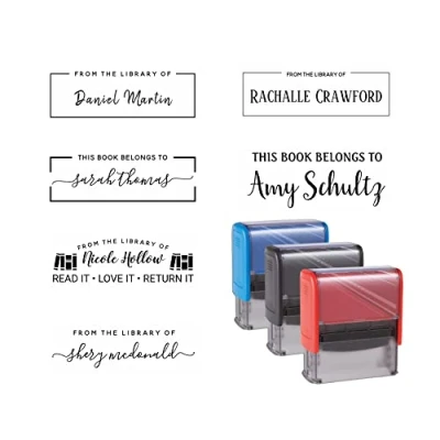 Afbeelding van iStampStore Aangepaste bibliotheekstempel, van The Library of Stamp, Dit Boek behoort to, stempel
